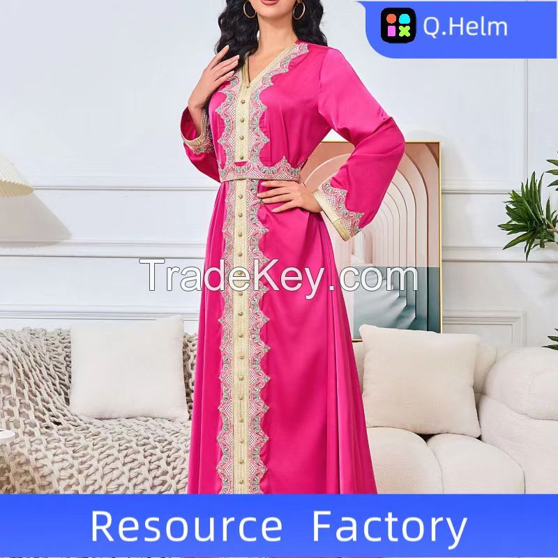 Q.HELM 10 Yards Coloful Flower Lace Trim Ribbon Floral Applique Embroidered Fabric for Women Muslim Moroccan Floral Maxi Kaftan Dress Arabic Islamic Dubai Robe Ramadan Prayer Clothes