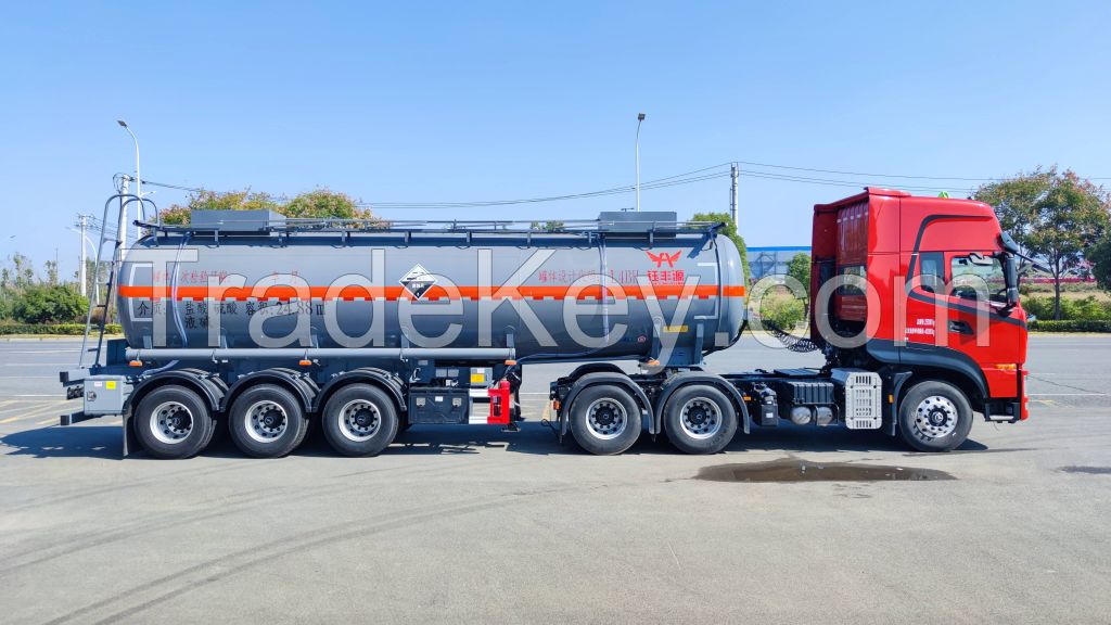 Chemical Tank 3 Axles Hydrochloric Acid Transport Semi Trailer Tanker