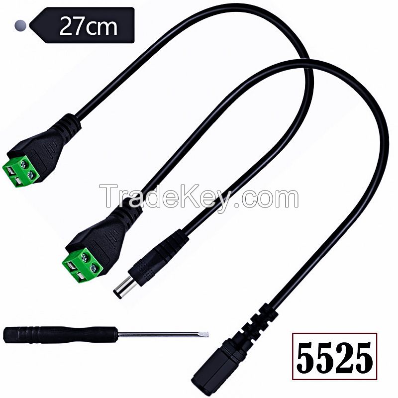 Weld-Free Connection Cable, DC5.5*2.5 Power Extension Cable, DC5.5*2.5 Male-Female Connection for CCTV Security Cameras 