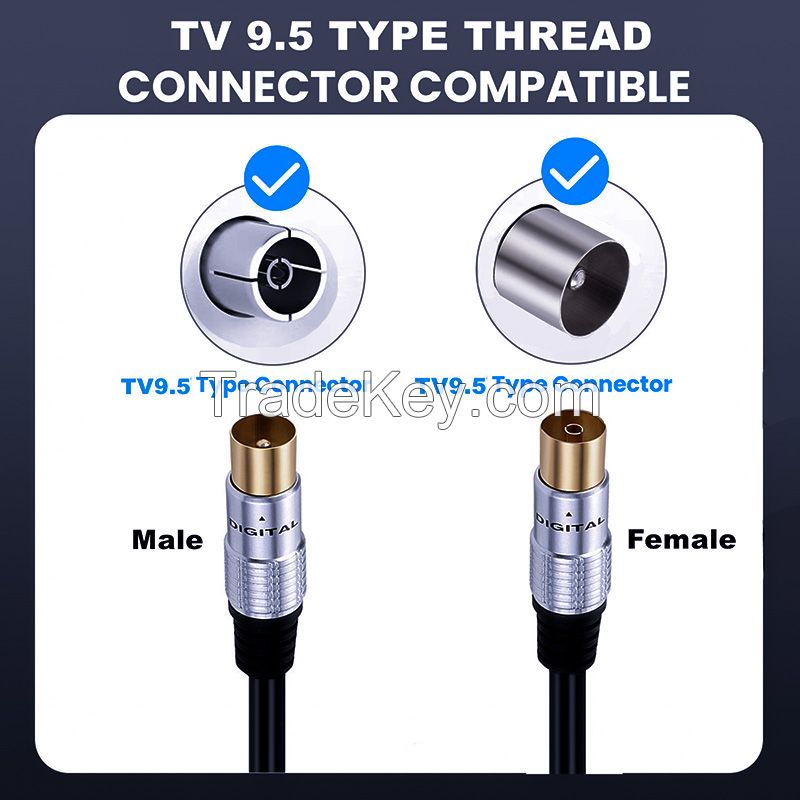 TV 9.5 Male-Female Coaxial Cable, Closed Circuit Cable, Cable TV Signal Cable, RF Cable, Connection Cable for Digital Set-Top Box 