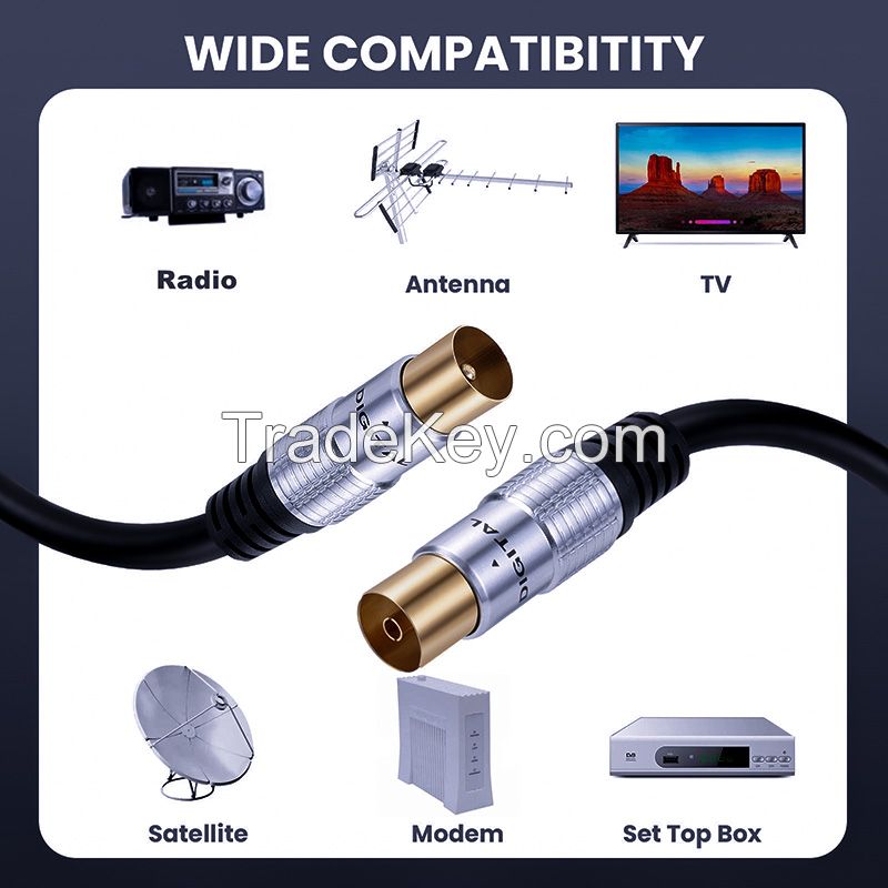 TV 9.5 Male-Female Coaxial Cable, Closed Circuit Cable, Cable TV Signal Cable, RF Cable, Connection Cable for Digital Set-Top Box 