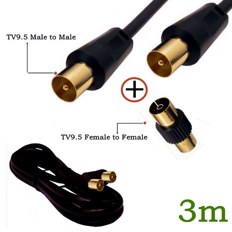 TV9.5 Male-to-Male Gold-Plated High-definition Cable TV Cable, Closed Circuit TV Signal Cable, RF Coaxial Cable