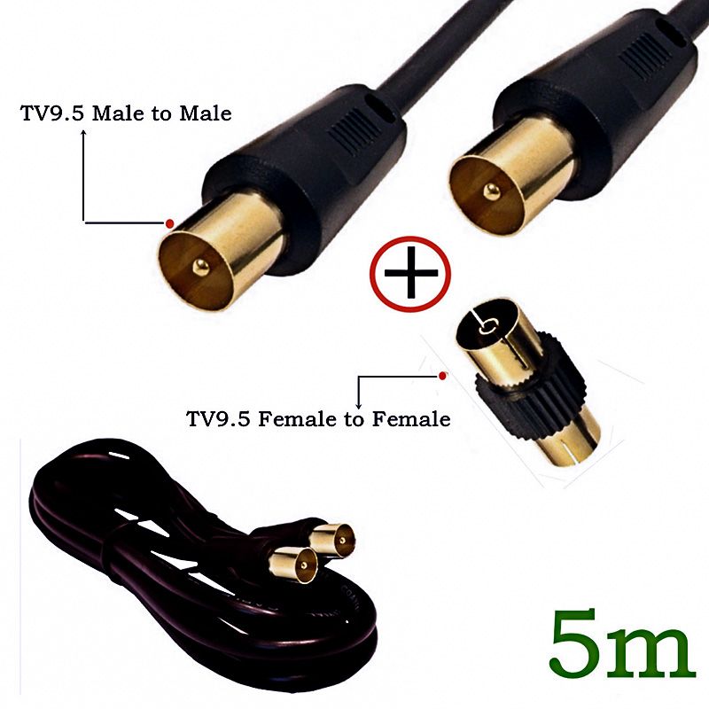 TV9.5 Male-to-Male Gold-Plated High-definition Cable TV Cable, Closed Circuit TV Signal Cable, RF Coaxial Cable