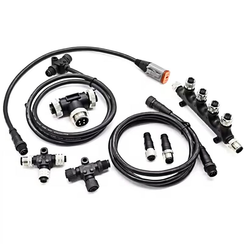 NMEA2000 5-Pin 6-Way M12 T-Splitter Adapter, M12 A-Coded Male and Female, IP67/IP68 Waterproof M12 T-Connector