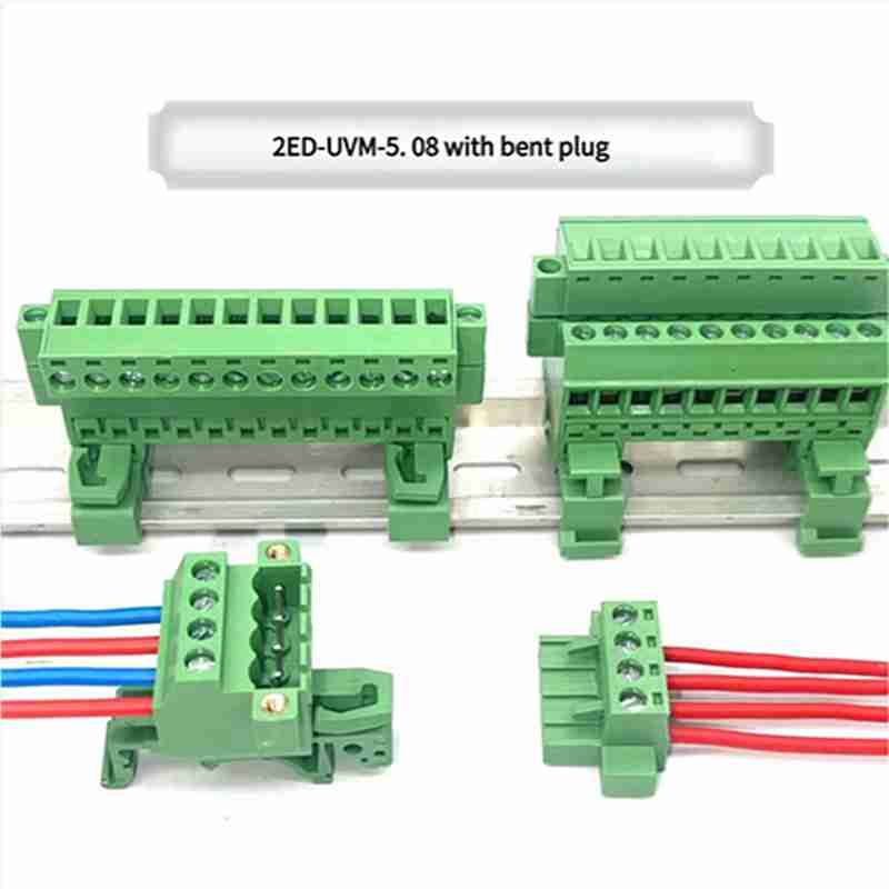 Rail-mounted Terminal Block, 2EDG-UVKM-5.08, Matched with Elbow with Ears, for 90-degree Installation, Applicable to 35mm and 15mm Rails 