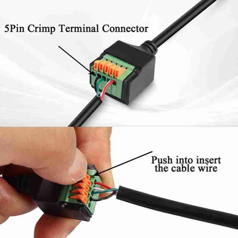 USB C Quick-Connect Solderless Connector Plug, Type C 2.0 Male to 5Pin Crimp Terminal Cable