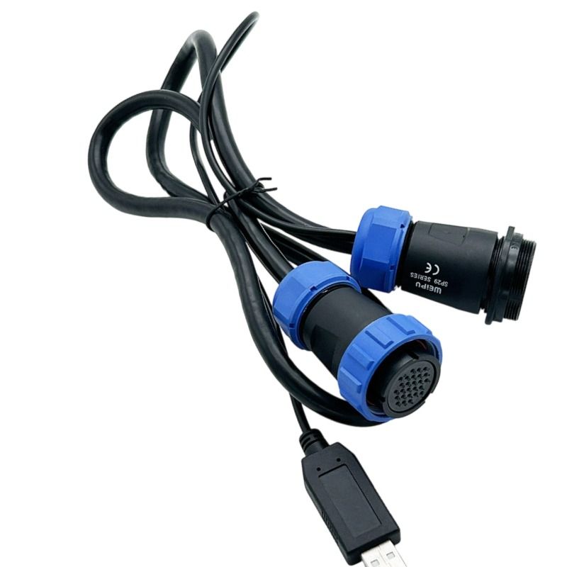 Customized Waterproof Aviation Plug Male-to-female Connecting Cable, Aviation Plug Male-to-female Connecting Cable with RS232 Serial Port Wiring Harness
