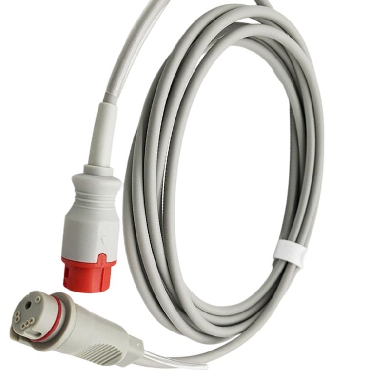 Compatible 12-Pin Invasive Blood Pressure Cable Pressure Sensor Connection Cable Adapter BD for Philips Edan Monitor