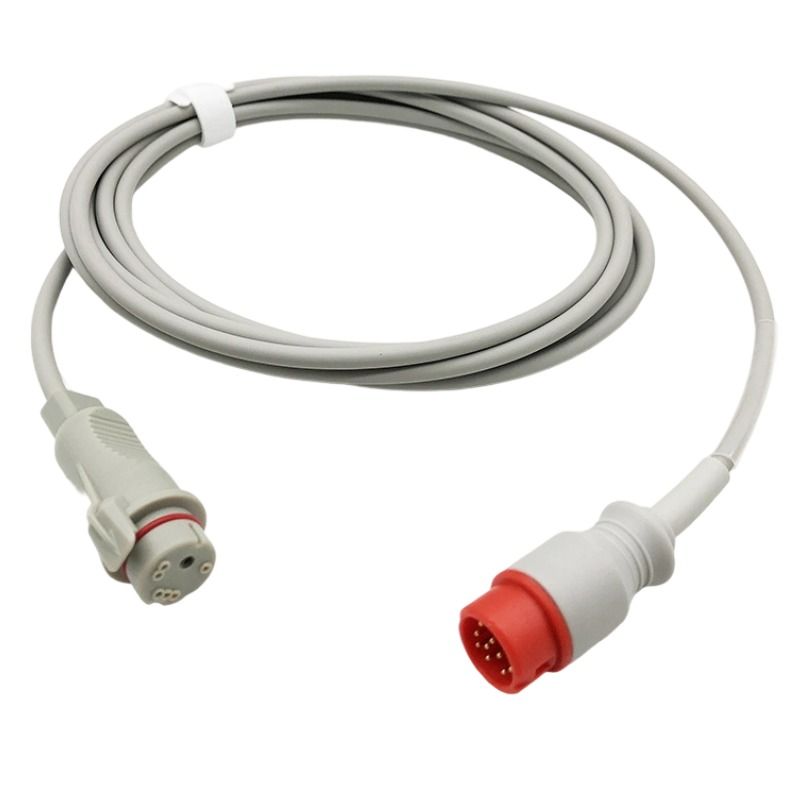 Compatible 12-Pin Invasive Blood Pressure Cable Pressure Sensor Connection Cable Adapter BD for Philips Edan Monitor