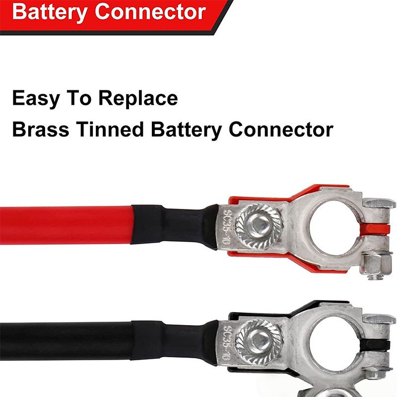 2 AWG Battery Cable Connection, RV Automotive Marine Pure Copper Tinned Terminal Power Inverter Wire Set