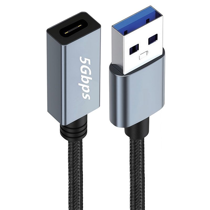 Double-Sided 5Gbps Data Cable with Chip, USB 3.0 Connection Cable, USB Male to Type-C Female Adapter Cable