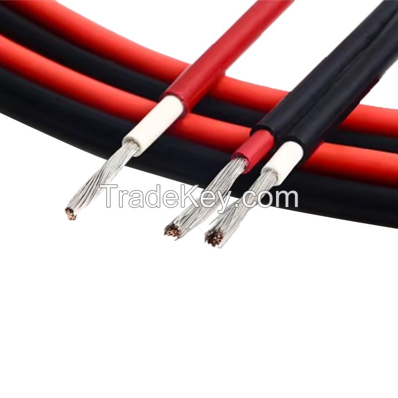 DC1000V PV1-F Tinned Copper Conductor 1*4mm 1*6mm Black and Red Color Solar Cable XLPO Insulation for Solar Panel