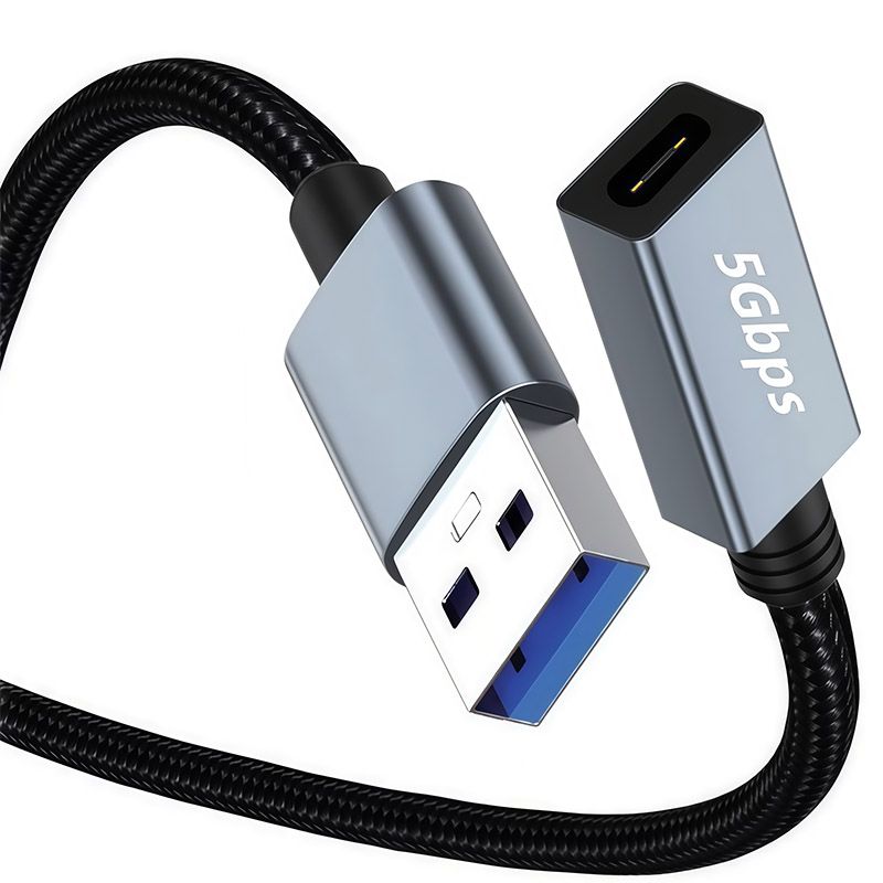 Double-Sided 5Gbps Data Cable with Chip, USB 3.0 Connection Cable, USB Male to Type-C Female Adapter Cable