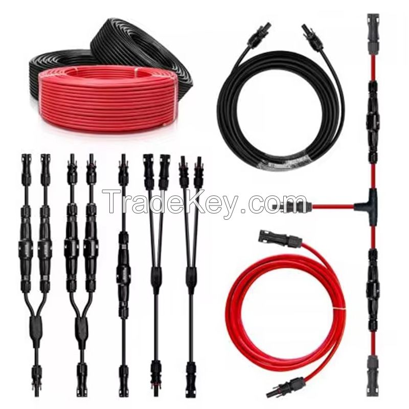 DC1000V PV1-F Tinned Copper Conductor 1*4mm 1*6mm Black and Red Color Solar Cable XLPO Insulation for Solar Panel