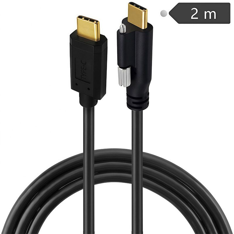 5A Gold-Plated Standard Cable with 16 Wire Cores, 4K 60Hz, 10Gbps, M2.0 Panel Mounting Screws, Type-C 3.1 Male-to-Male Cable 