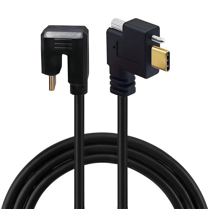 Standard 4K Gold-Plated Standard Cable with 16 Wire Cores, 10Gbps, 5A Cable with Screws, Type-C USB 3.1 Male-to-Male Data Cable 