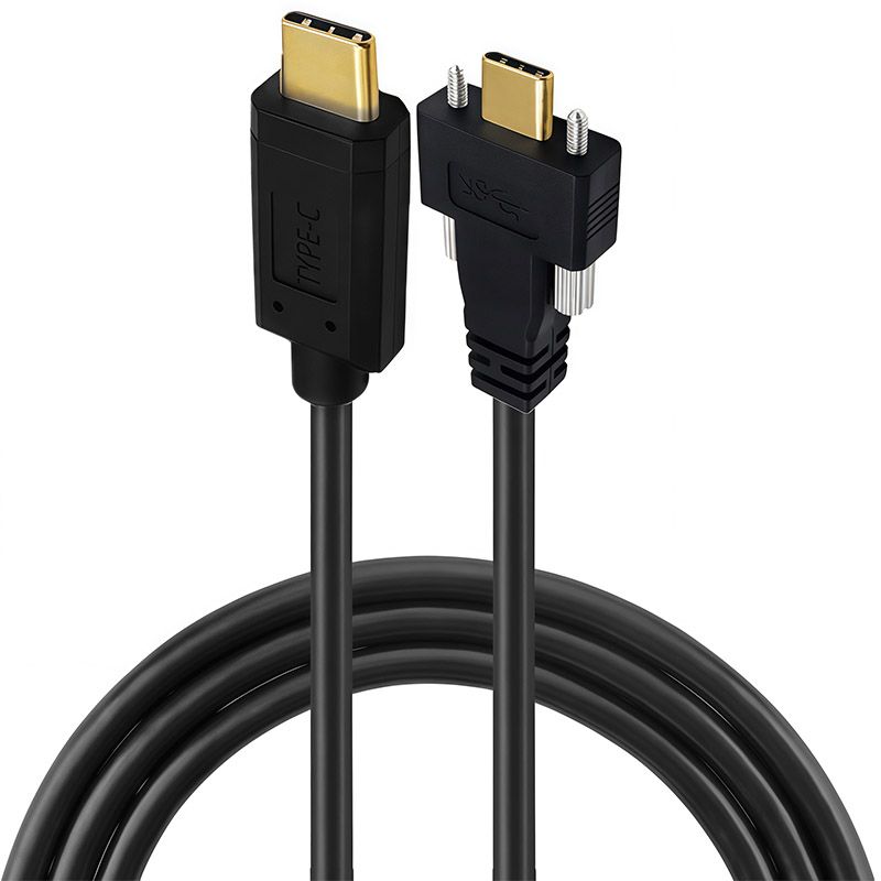 5A Gold-Plated Standard Cable with 16 Wire Cores, 4K 60Hz, 10Gbps, M2.0 Panel Mounting Screws, Type-C 3.1 Male-to-Male Cable 