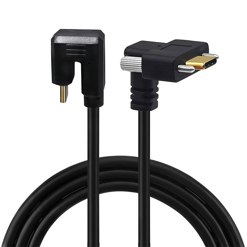 Standard 4K Gold-Plated Standard Cable with 16 Wire Cores, 10Gbps, 5A Cable with Screws, Type-C USB 3.1 Male-to-Male Data Cable 