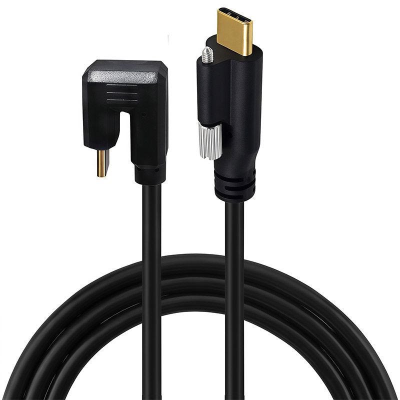 Standard 4K Gold-Plated Standard Cable with 16 Wire Cores, 10Gbps, 5A Cable with Screws, Type-C USB 3.1 Male-to-Male Data Cable 