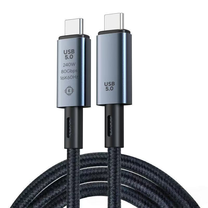 Type-C Thunderbolt 5 Data Cable, 16K Screen Mirroring USB5 Full-Function Video Cable with 80Gbps Transmission Speed and PD240W Charging Function 