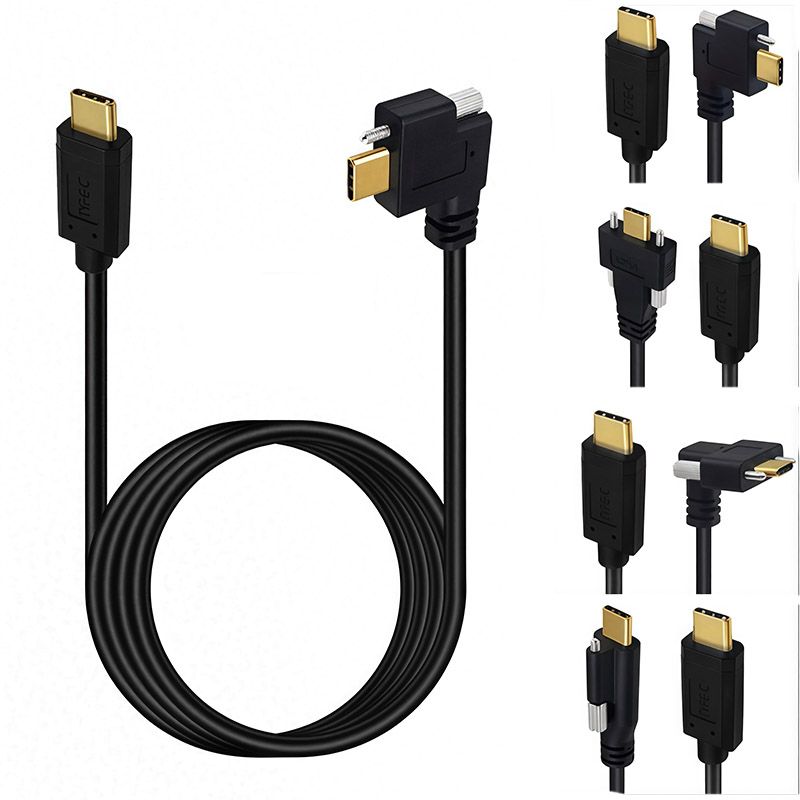 5A Gold-Plated Standard Cable with 16 Wire Cores, 4K 60Hz, 10Gbps, M2.0 Panel Mounting Screws, Type-C 3.1 Male-to-Male Cable 
