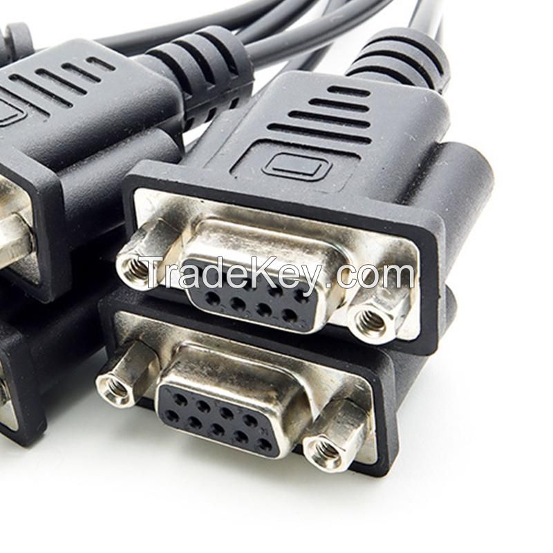 DB9 Male to Female Industrial Control Equipment Connection Cable with Front Rivet Nut D-SUB RS232 Serial Cable