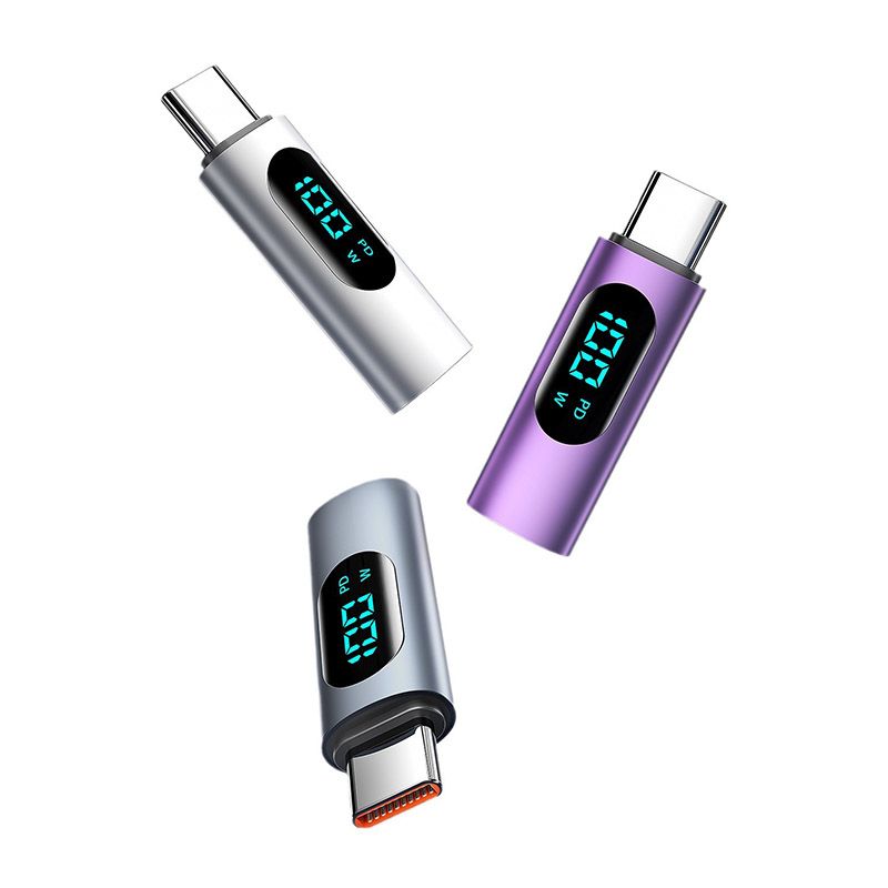 Type-C Adapter for Mobile Phones and Computers, PD100W Fast Charging Interface, OTG In-vehicle Transmission Digital Display Fast Charging Converter 