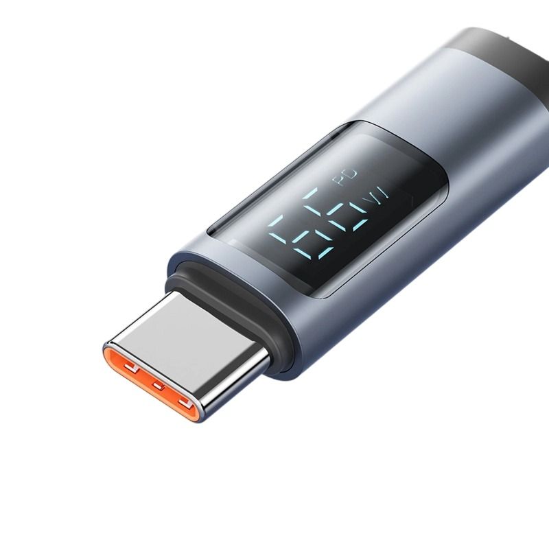 PD100W Smart Digital Display Data Cable, Universal Fast Charging Cable for Apple and Android Phones as well as Laptops, with Dual Type-C Connectors 