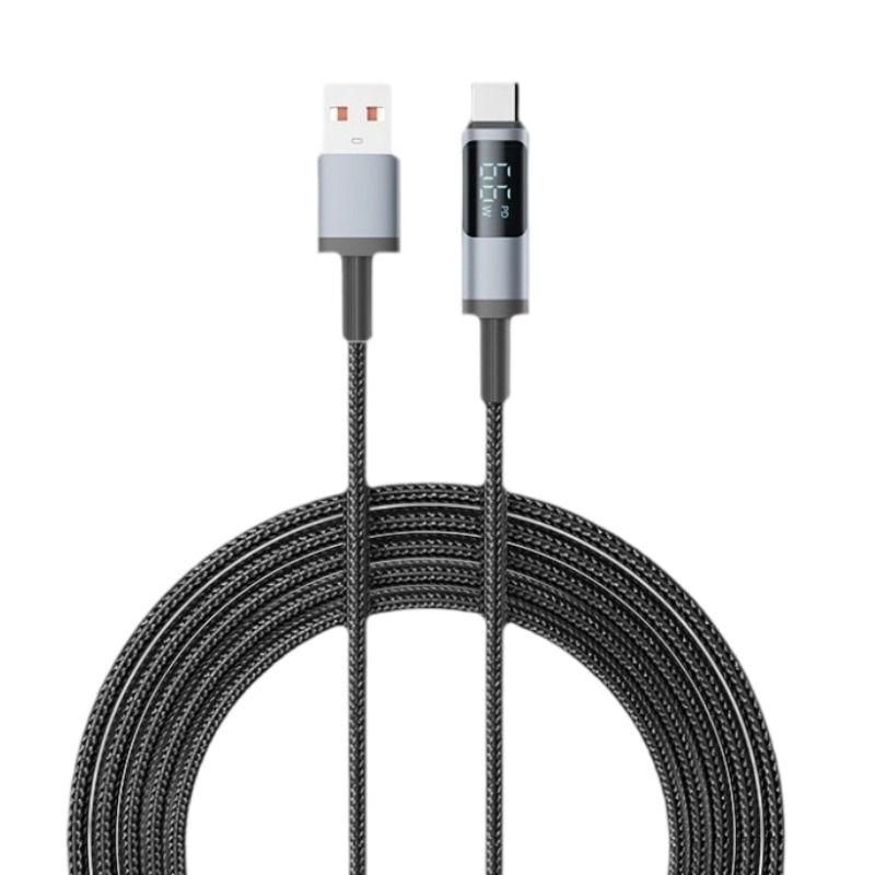 PD100W Smart Digital Display Data Cable, Universal Fast Charging Cable for Apple and Android Phones as well as Laptops, with Dual Type-C Connectors 