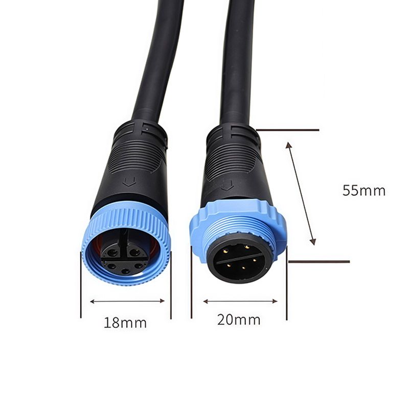 M15 Waterproof Connector, 2, 3, 4, 5-core, 0.3/0.5/0.75 square millimeter Street Light Module Waterproof Male and Female Plug Connector 