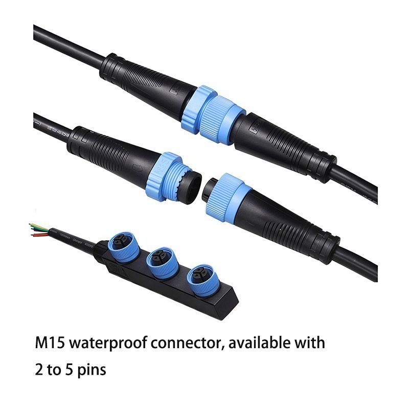 M15 Waterproof Connector, 2, 3, 4, 5-core, 0.3/0.5/0.75 square millimeter Street Light Module Waterproof Male and Female Plug Connector 