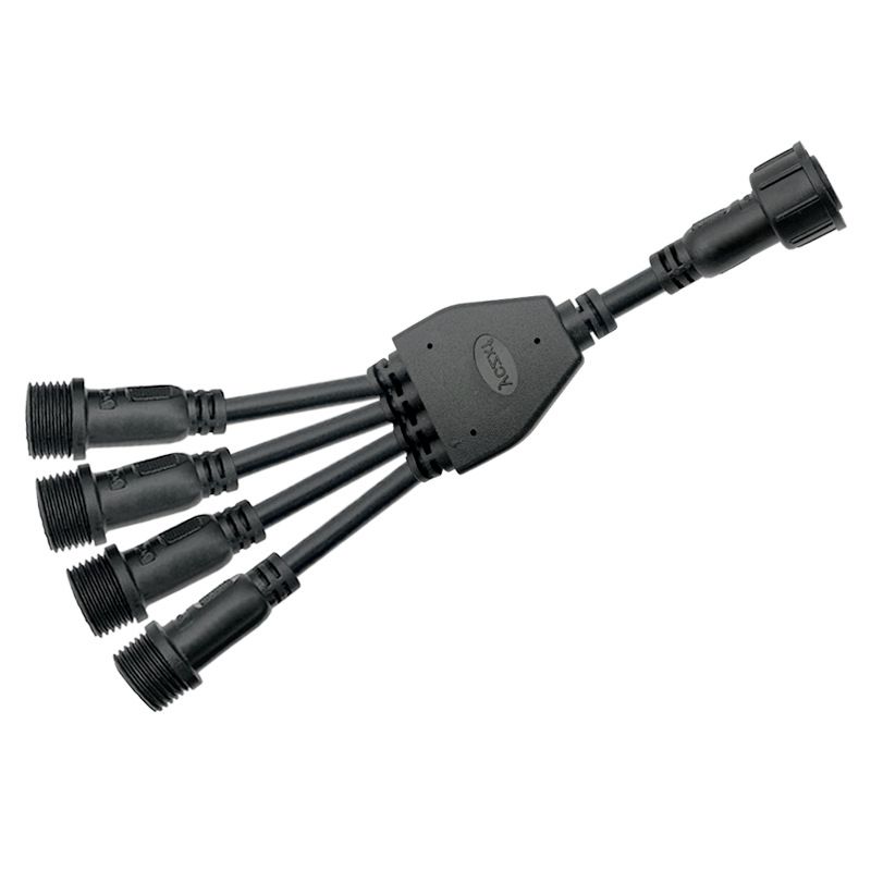 One-to-four Y-shaped Waterproof Wire Wiring Terminal Connecting Wire, Male and Female Insertion Connector, M16 Waterproof Connector