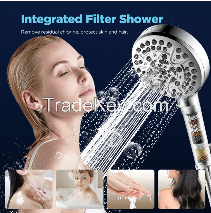 Ten functions  handheld shower set with filter and power wash