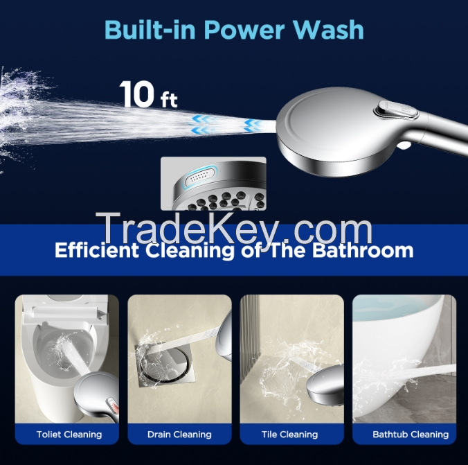 Ten functions  handheld shower set with filter and power wash