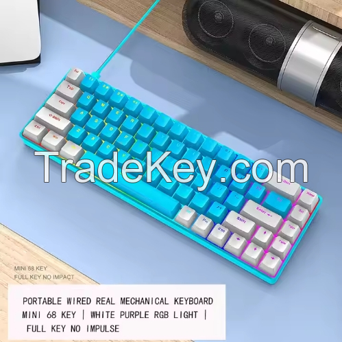 ZIYOULANG T8 RGB Mechanical Gaming Keyboard Kit 68 Keys Wired RGB Backlight Hot-Swappable Gamer Tea Axis Red Axis Keyboard