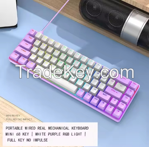 ZIYOULANG T8 RGB Mechanical Gaming Keyboard Kit 68 Keys Wired RGB Backlight Hot-Swappable Gamer Tea Axis Red Axis Keyboard