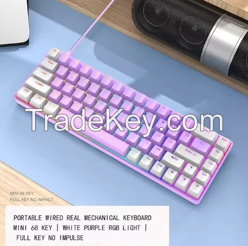 ZIYOULANG T8 RGB Mechanical Gaming Keyboard Kit 68 Keys Wired RGB Backlight Hot-Swappable Gamer Tea Axis Red Axis Keyboard