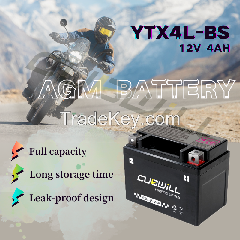 YTX4L/GTZ5S/YTZ5S 12V 4ah AGM Motorcycle battery bateria para moto