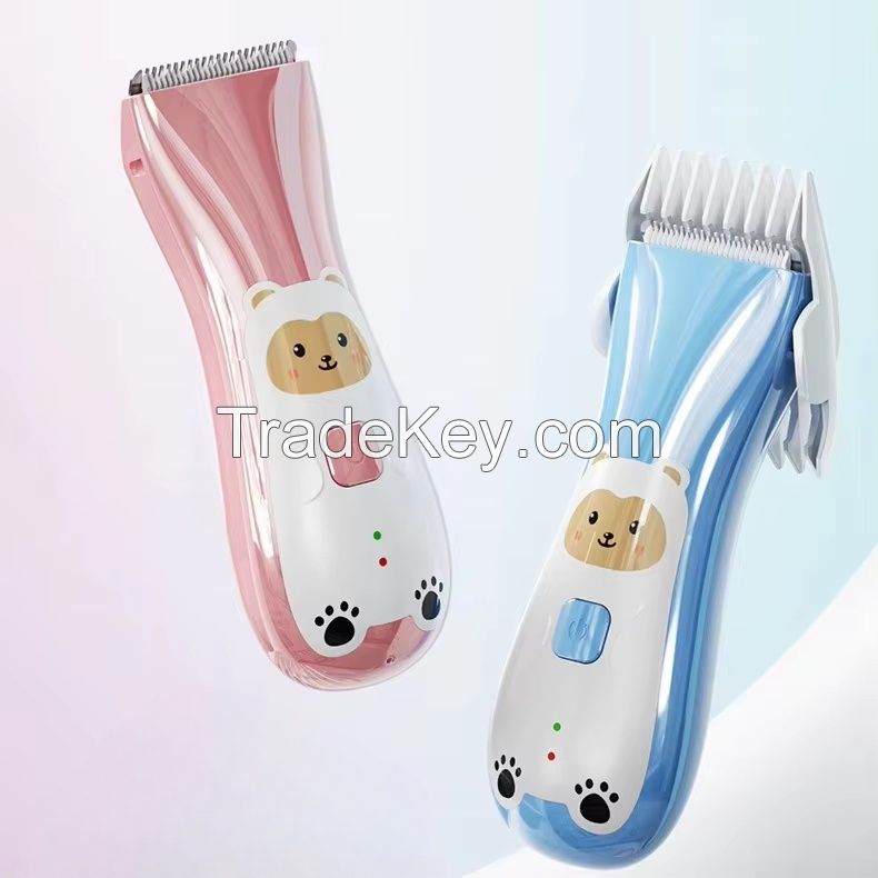 IPX7 Waterproof Rechargeable Cordless Baby Hair Trimmer Cute Bear Hair Trimmer Set Super Quite with Ceramic Blade Customize Logo