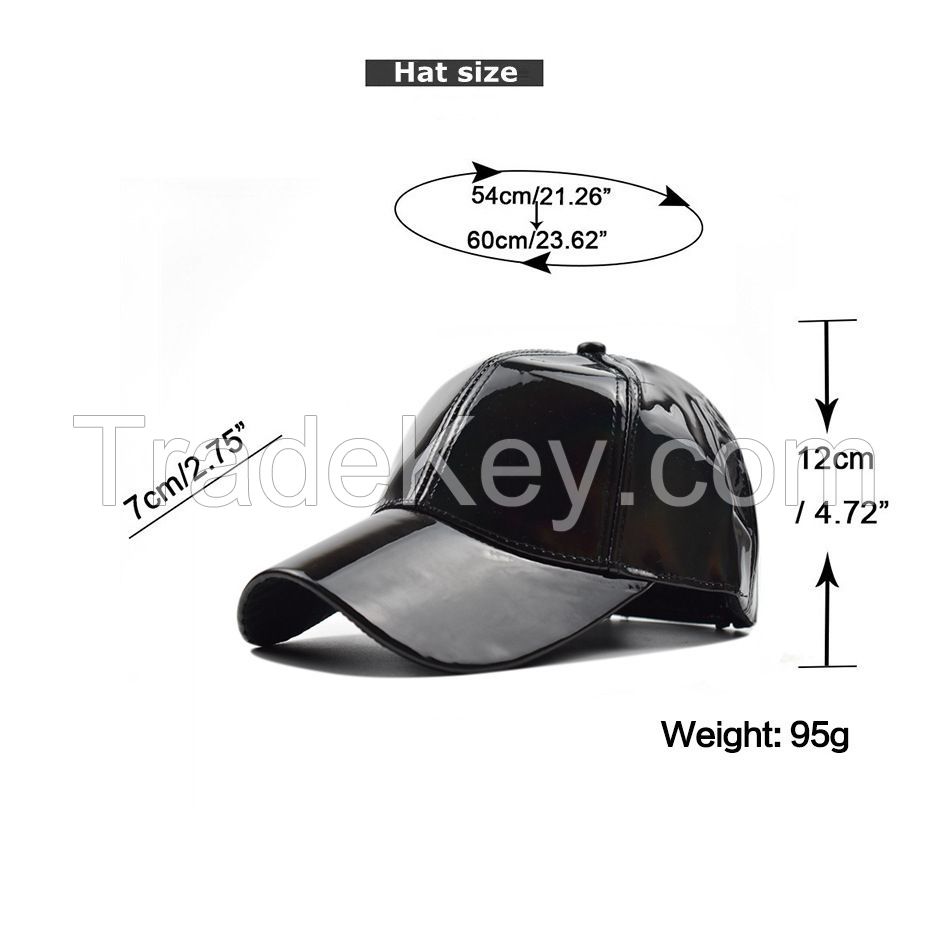 Party hat four-season universal pu solid color glossy hip-hop hat laser baseball cap sunshade waterproof cool
