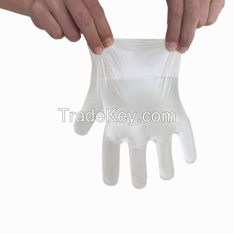 Disposable PE transparent film gloves, oil-resistant, food-grade and thickened plastic gloves for catering