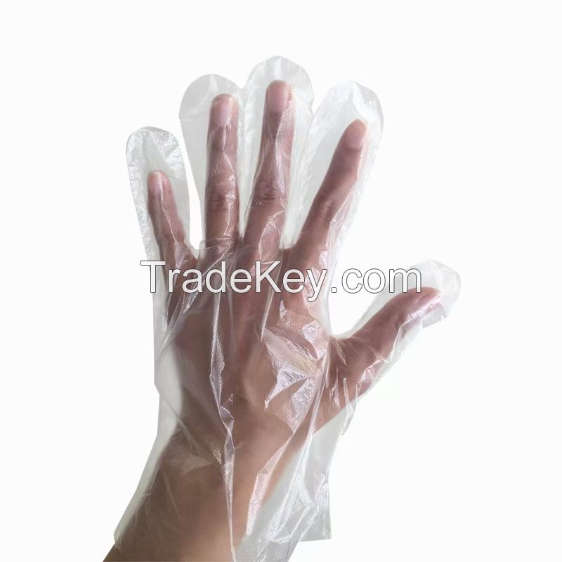Disposable PE transparent film gloves, oil-resistant, food-grade and thickened plastic gloves for catering