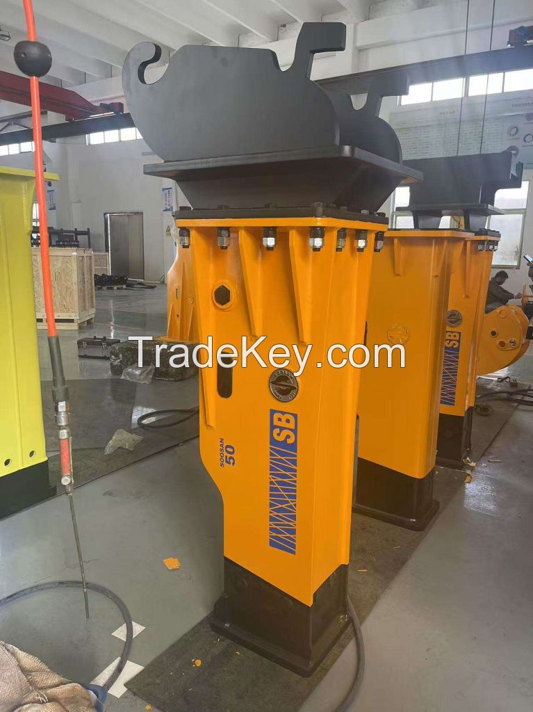 For Soosan SB50 Hydraulic Rock Breaker Hammer Low Noise Silent Type with Two Chisels