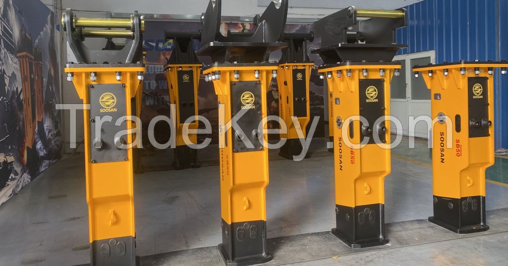 For Soosan SB50 Hydraulic Rock Breaker Hammer Low Noise Silent Type with Two Chisels
