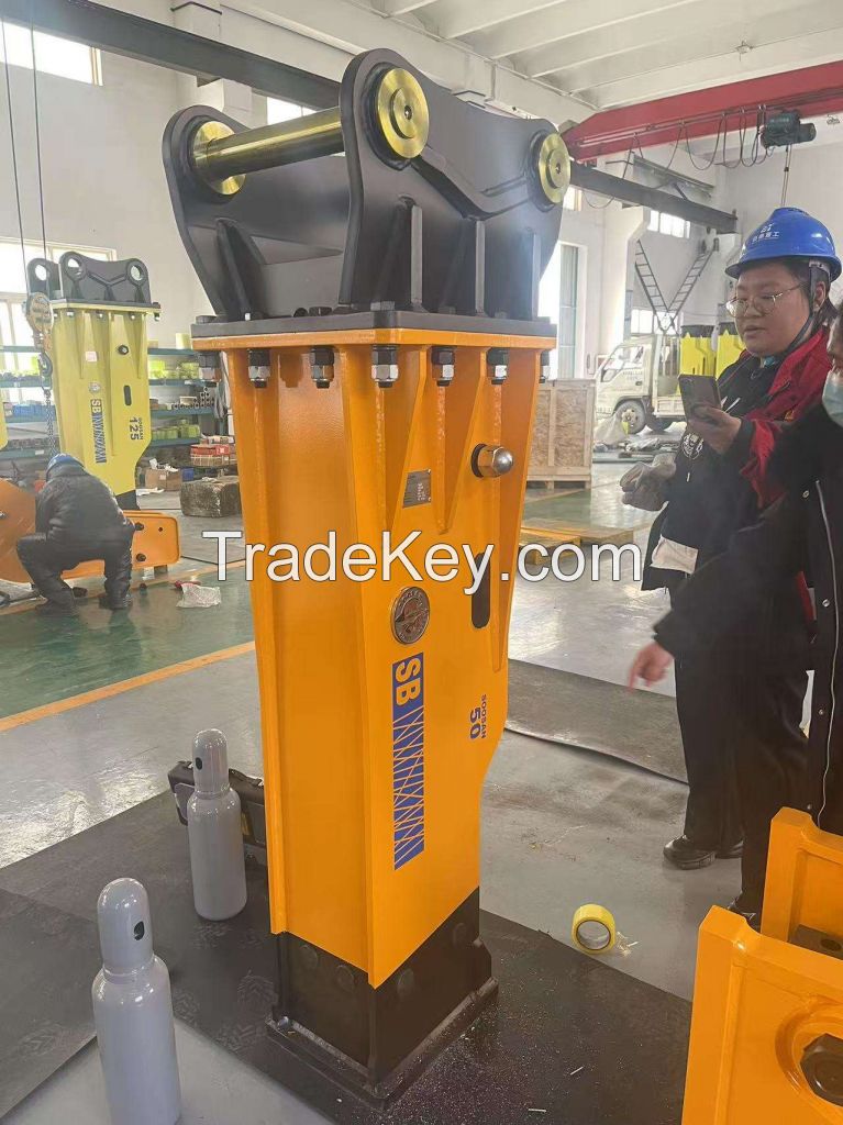 For Soosan SB50 Hydraulic Rock Breaker Hammer Low Noise Silent Type with Two Chisels