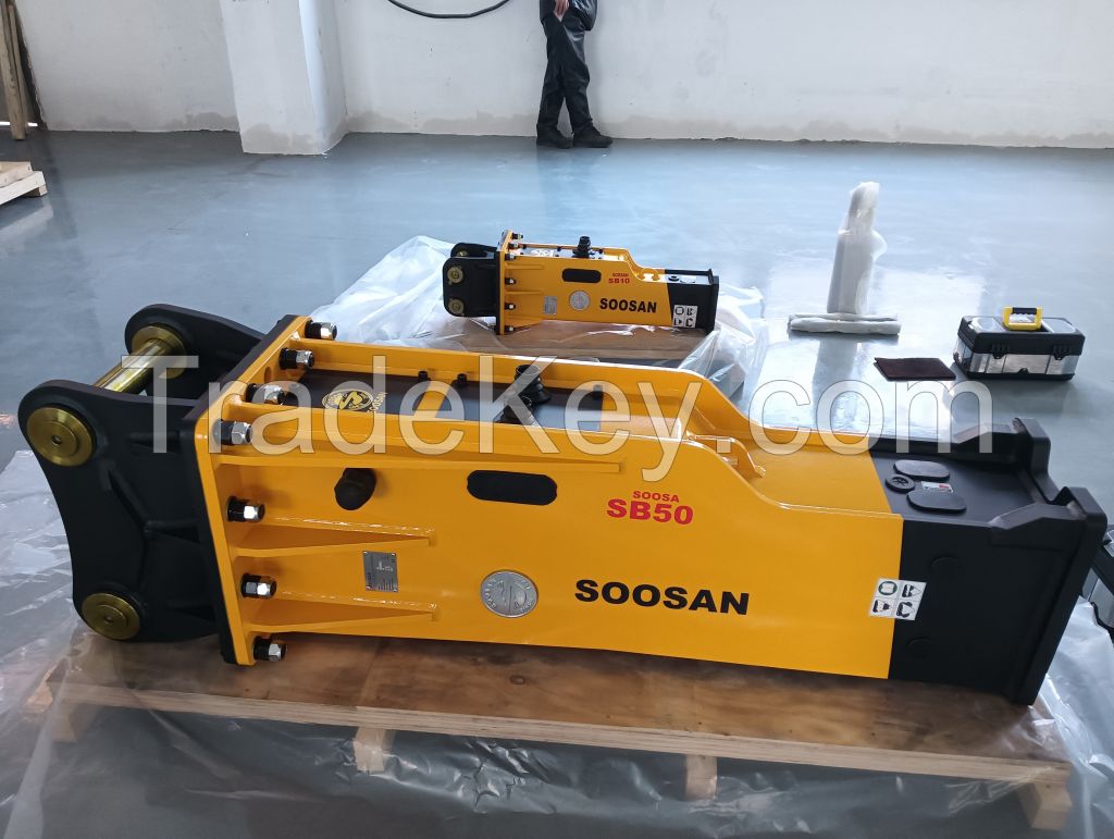 Soosan SB20 New Sliding Hydraulic Crusher for Construction and Mining Machinery, with Two Chisels and Low Noise