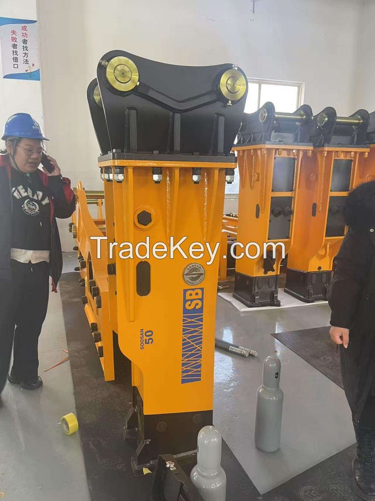 For Soosan SB50 Hydraulic Rock Breaker Hammer Low Noise Silent Type with Two Chisels