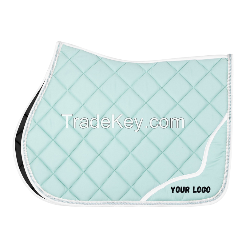 Saddle Pad Set Mint Green Quilted Equestrian Tack for Jumping and Dressage