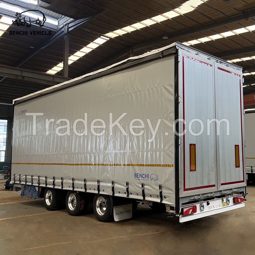 3 Axel Full Curtain Side Drawbar Truck Semi Trailer
