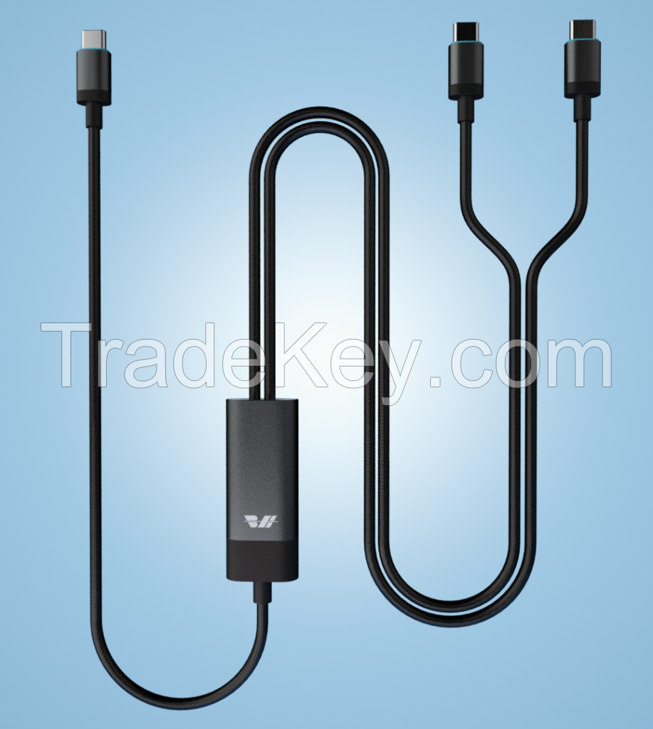 2 in 1 140W USB C to Dual USB C Fast Charging Cable 480Mbps